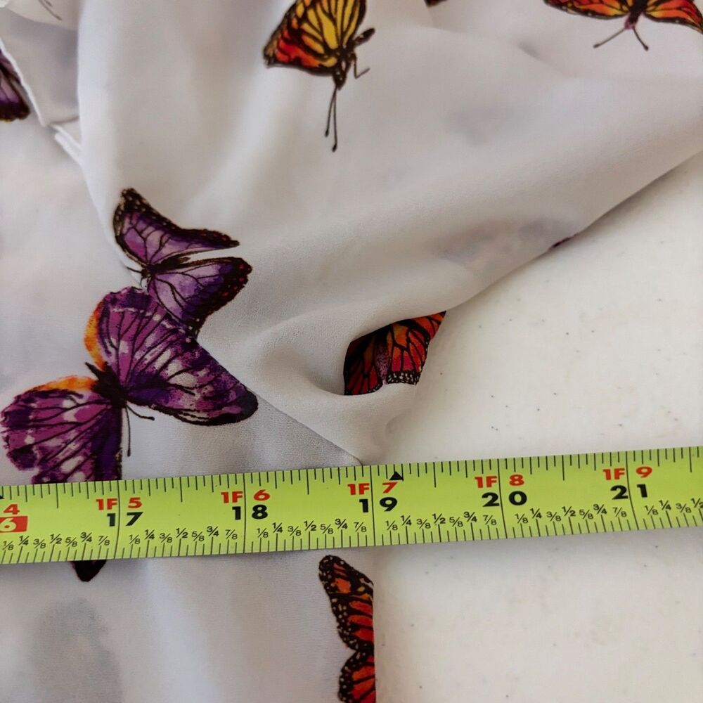 New York & Company Shirt Women's Small Sheer Button Up Butterfly Long Sleeve - Picture 8 of 8